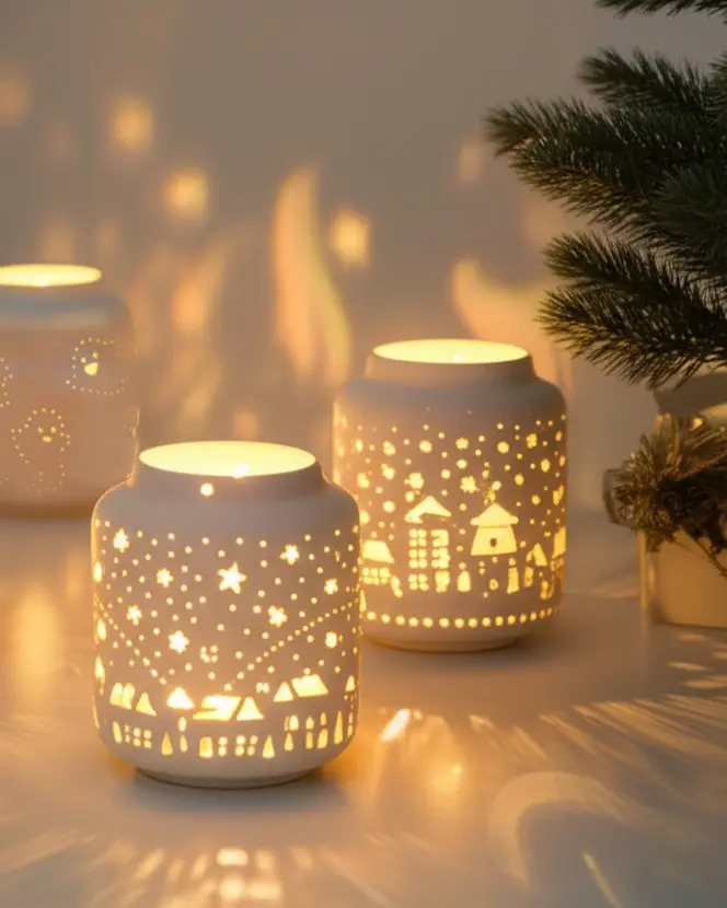 Ceramic Luminary Candle Holder 03 Unglazed Porcelain Green-Life Green-Life unglazed porcelain luminary candle holder with natural matte surface, designed for soft light diffusion and minimalist fragrance collections.