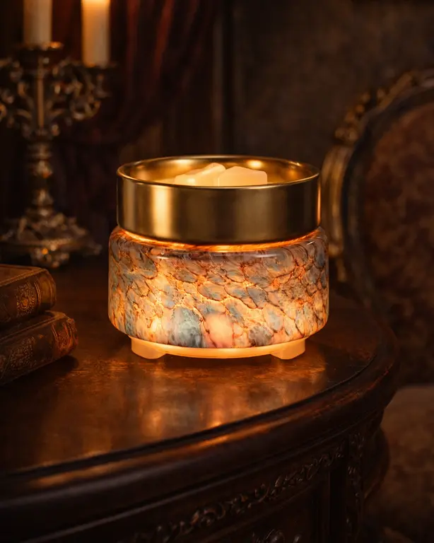 Glass Tart Warmer 01 Liuli Glass Green-Life Green-Life liuli glass tart warmer with illuminated base, featuring full glow night lighting effect combined with stable wax melting, designed for OEM and private label fragrance programs with strong visual display appeal