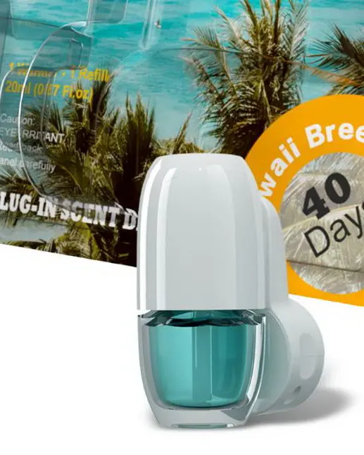 Green-Life plug-in air freshener diffuser featuring efficient mild heating diffusion and simple wall-plug operation, developed for cost-effective retail scent programs and private label fragrance brands.