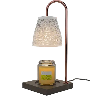Green-Life ceramic candle warmer lamp GF25WL951 with cutout pattern shade, combining ambient light projection with wax melting for decorative candle fragrance collections.