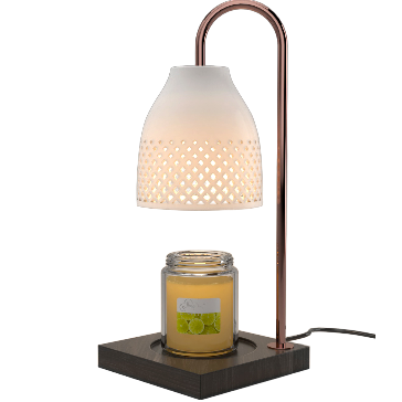 Green-Life ceramic candle warmer lamp GF25WL953 with cutout pattern shade, combining ambient light projection with wax melting for decorative candle fragrance collections.
