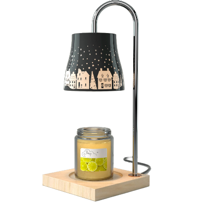 Green-Life ceramic candle warmer lamp GF25WL958 with cutout pattern shade, combining ambient light projection with wax melting for decorative candle fragrance collections.