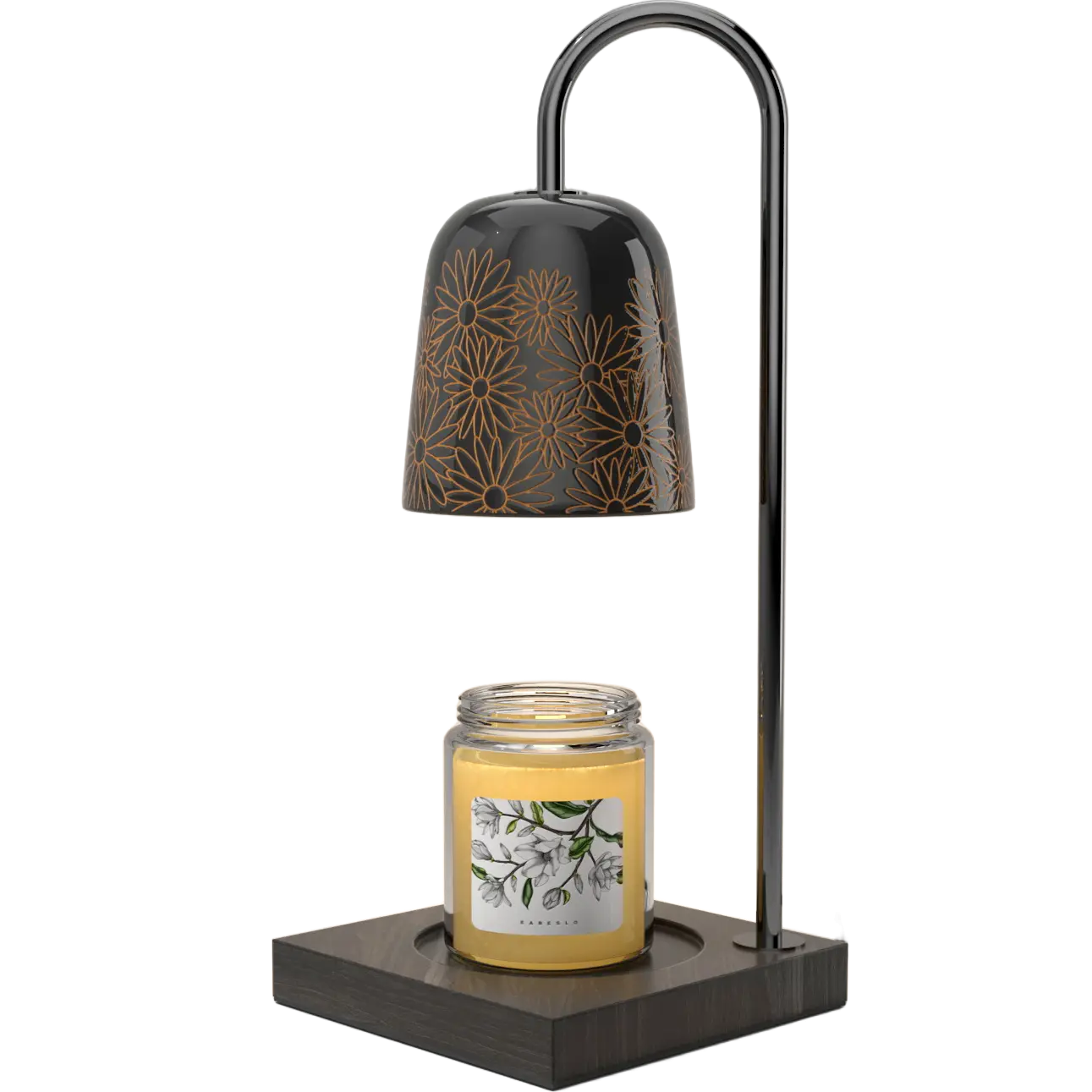 Green-Life ceramic candle warmer lamp GF25WL968 with cutout pattern shade, combining ambient light projection with wax melting for decorative candle fragrance collections.