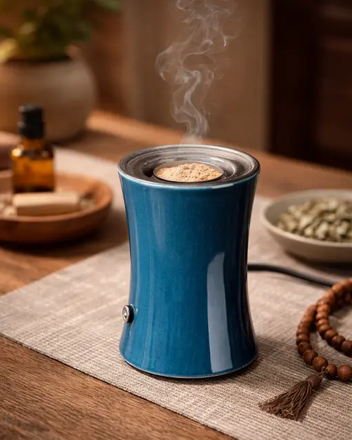 Ceramic Electric Incense Burner 02 Simple Modern Green-Life Green-Life ceramic electric modern incense burner developed for private label fragrance brands to offer cost-effective incense product lines