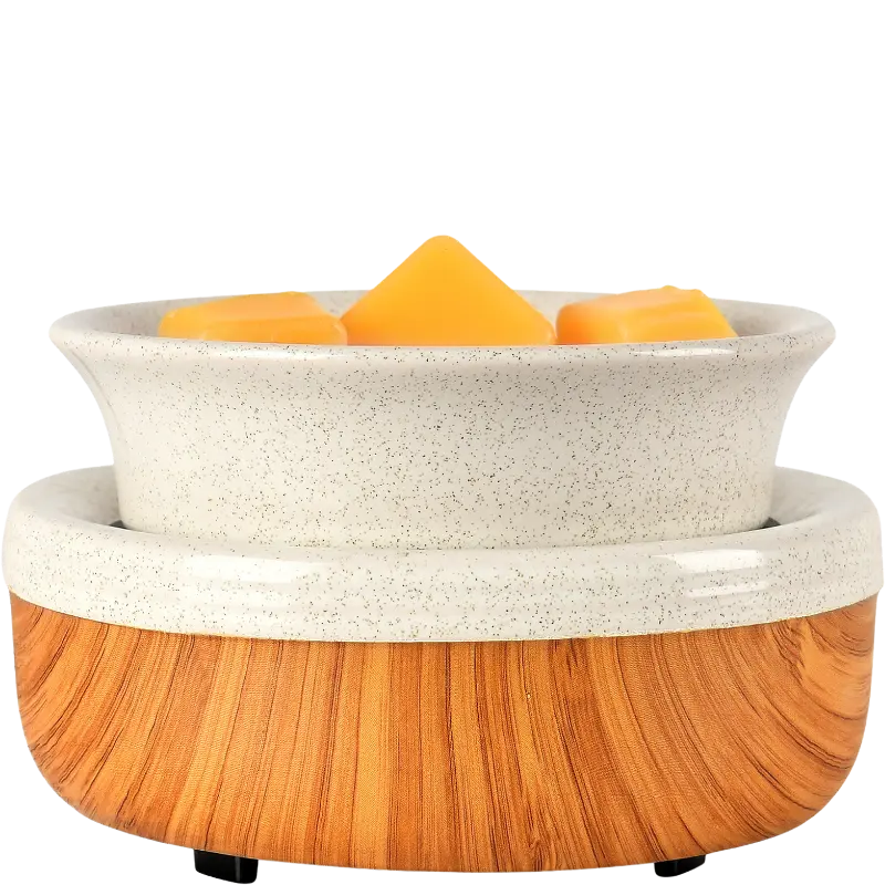 Green-Life ceramic tart warmer GF24ET1122E39 with water transfer print, enabling complex surface patterns for customized fragrance collections and private label programs.