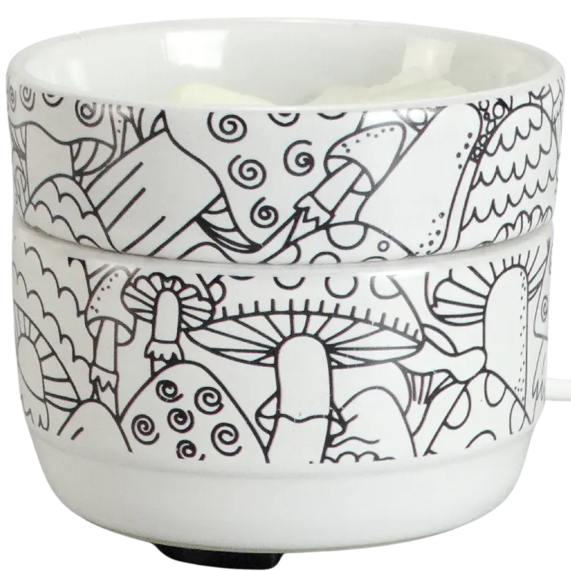 Green-Life ceramic tart warmer GL25ET608 with decal decoration, designed for detailed pattern application and stable mass production in OEM fragrance programs.