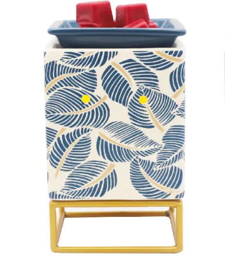 Green-Life ceramic wax melter lamp GF24EB1063E14 with decal decoration using LED and PTC heating system, suitable for US and EU markets with safe and compliant wax melting solutions.