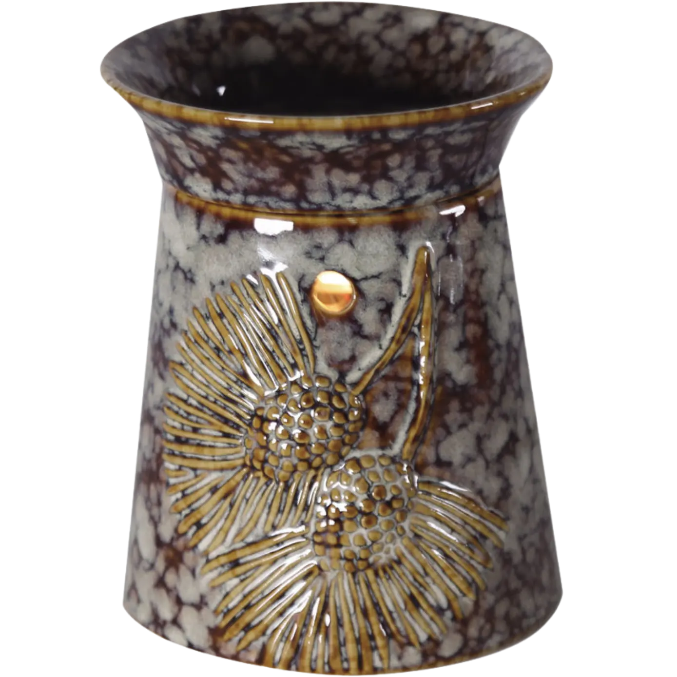 Green-Life ceramic wax melter lamp GF24EB1089E14 with kiln change glaze, featuring unique reactive finish for artistic fragrance collections.