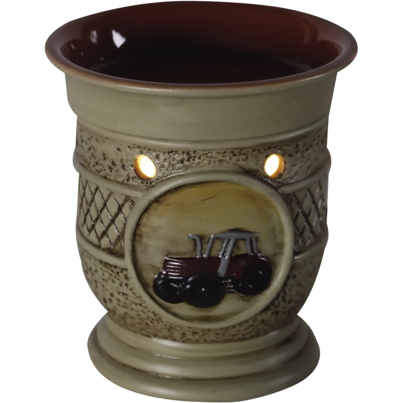 Green-Life ceramic wax melter lamp GF24EB1103E with kiln change glaze, featuring unique reactive finish for artistic fragrance collections.
