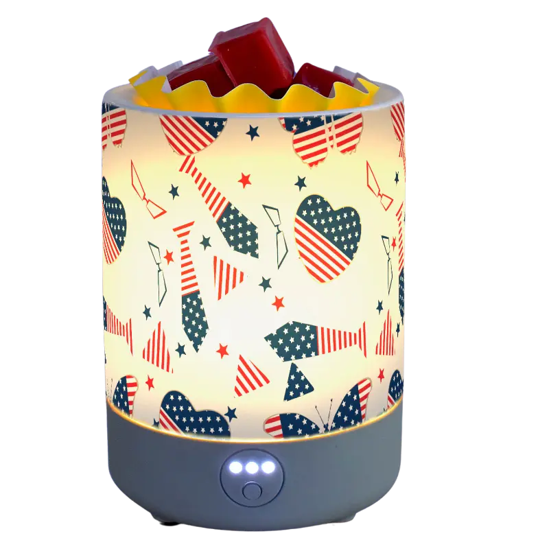 Green-Life ceramic wax melter lamp GF24EB1292E13 with decal decoration using LED and PTC heating system, suitable for US and EU markets with safe and compliant wax melting solutions.