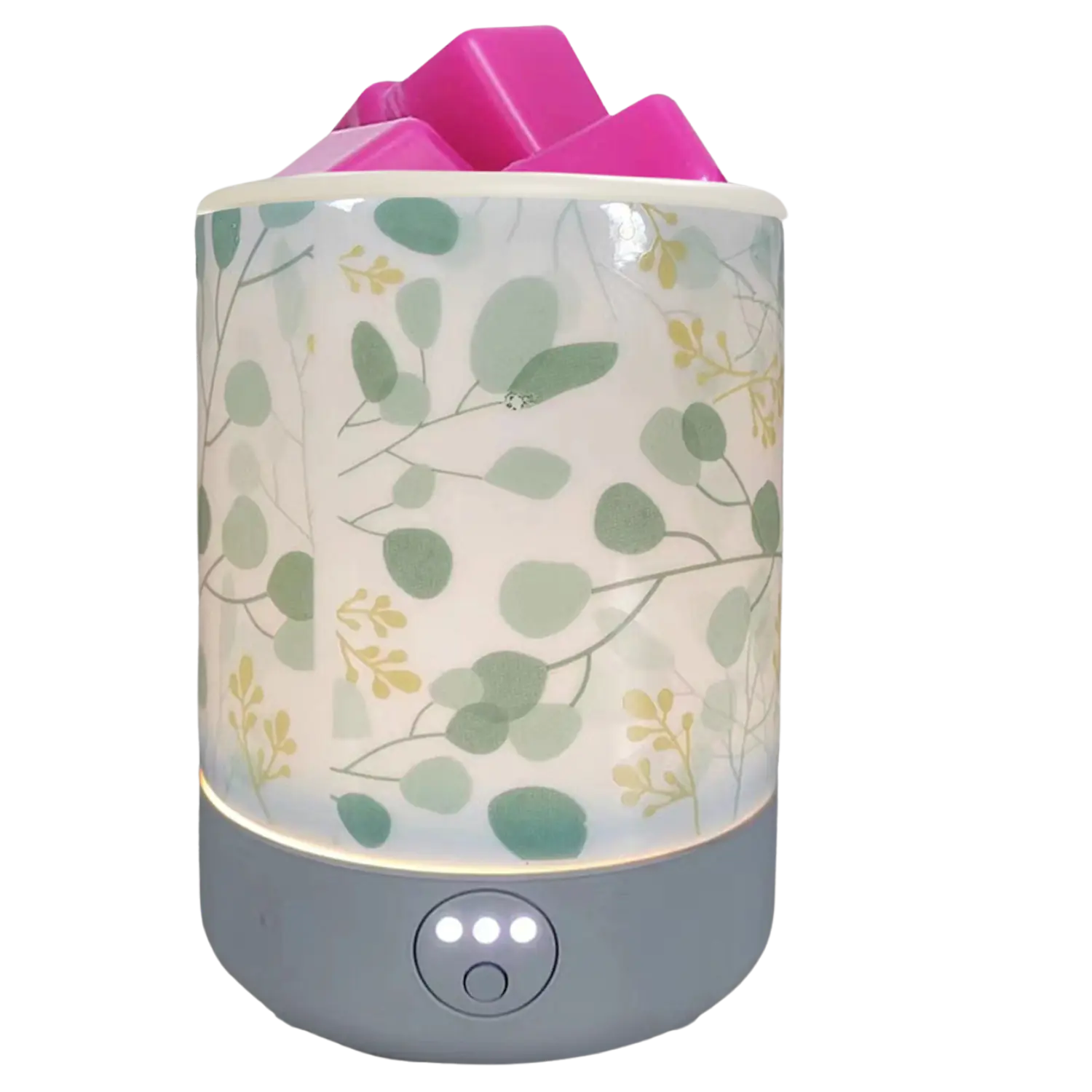 Green-Life ceramic wax melter lamp GF24EB1304E13 with decal decoration using LED and PTC heating system, suitable for US and EU markets with safe and compliant wax melting solutions.