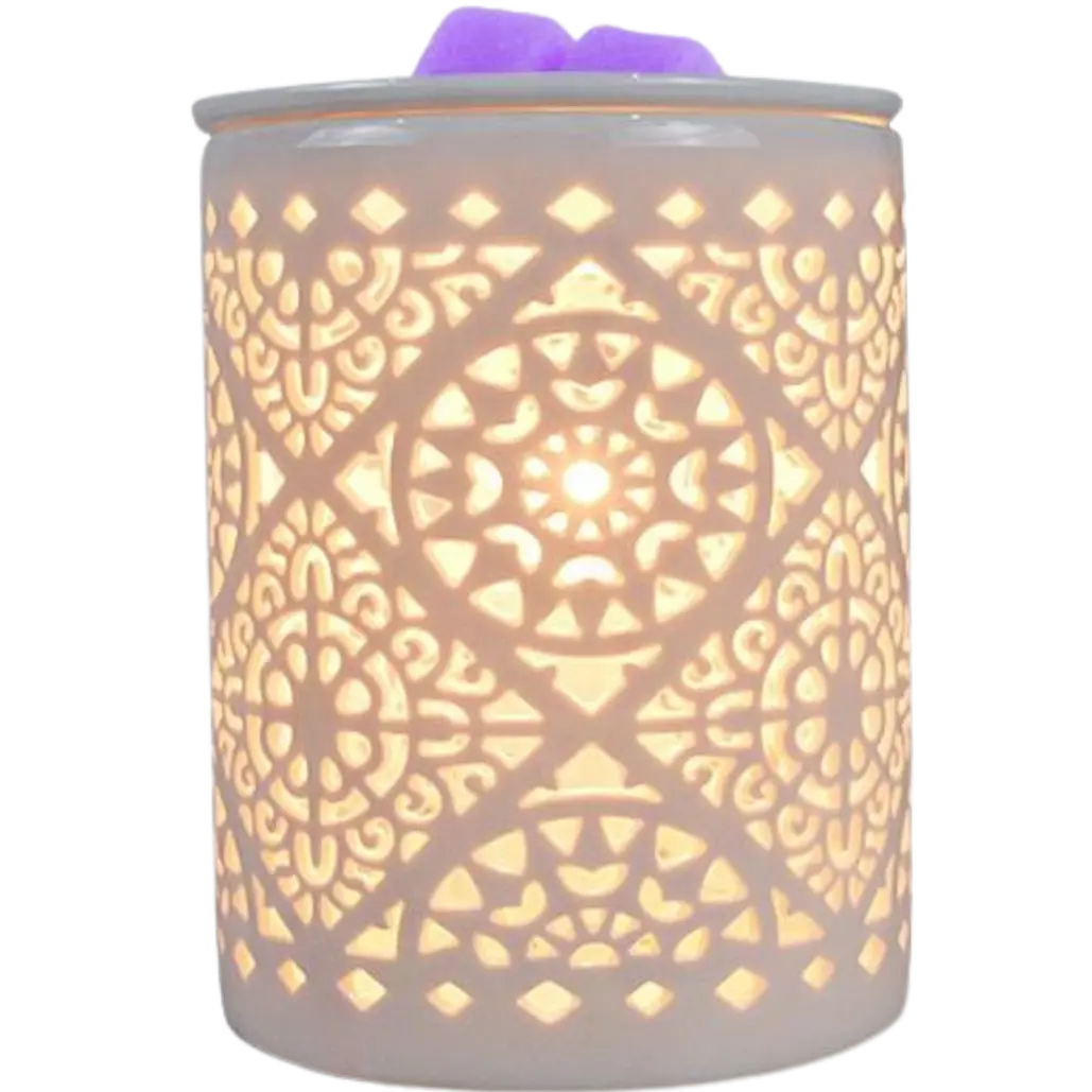 Green-Life white porcelain wax melter lamp GF24EB1328E13 with clean translucent finish, ideal for minimalist fragrance brands and modern retail collections.