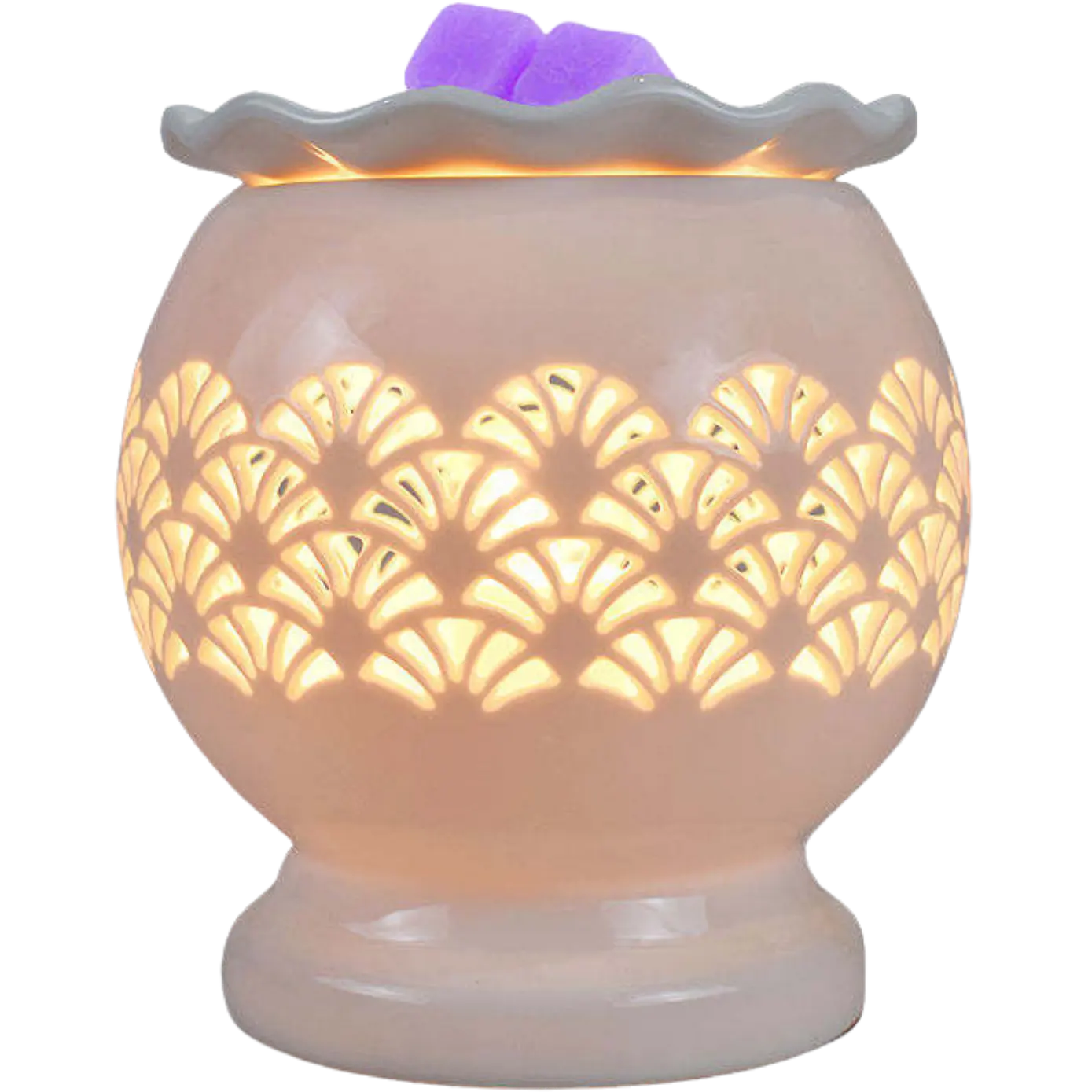 Green-Life white porcelain wax melter lamp GF24EB1340E13 with clean translucent finish, ideal for minimalist fragrance brands and modern retail collections.