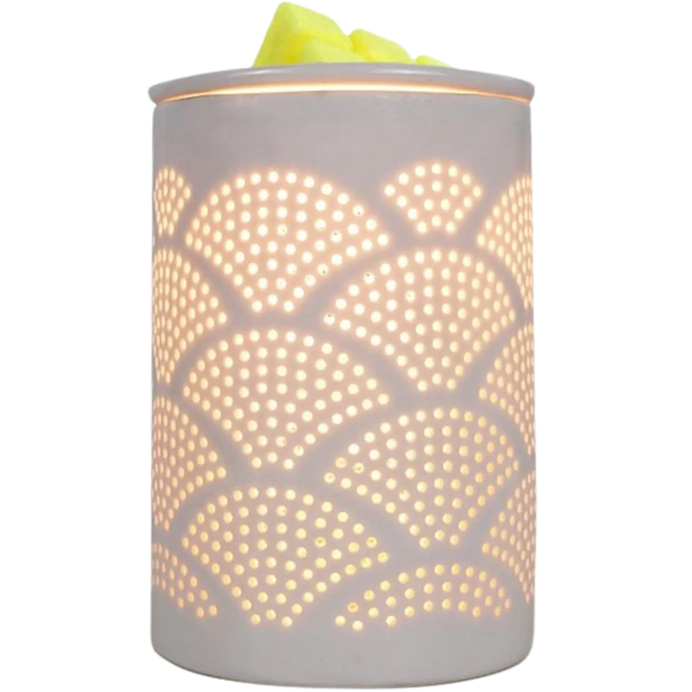 Green-Life white porcelain wax melter lamp GF24EB1346E13 with clean translucent finish, ideal for minimalist fragrance brands and modern retail collections.