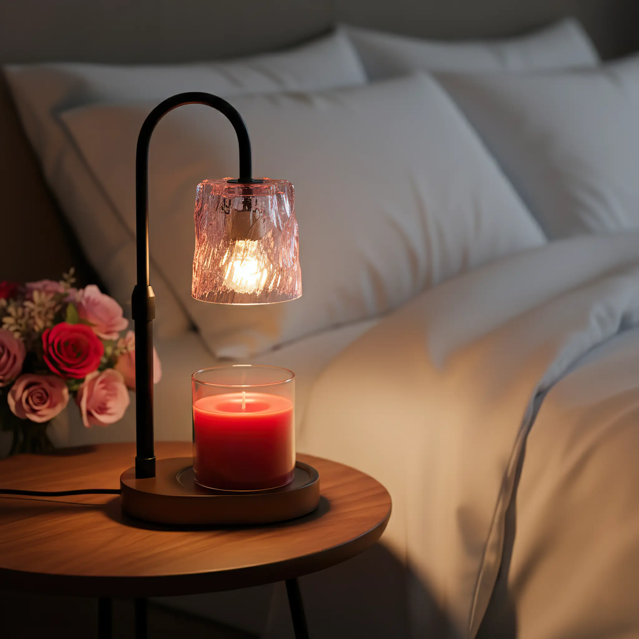 Green-Life glass candle warmer lamp GF005E14 with traditional decorative shade, suitable for classic candle collections and gift-oriented fragrance products.