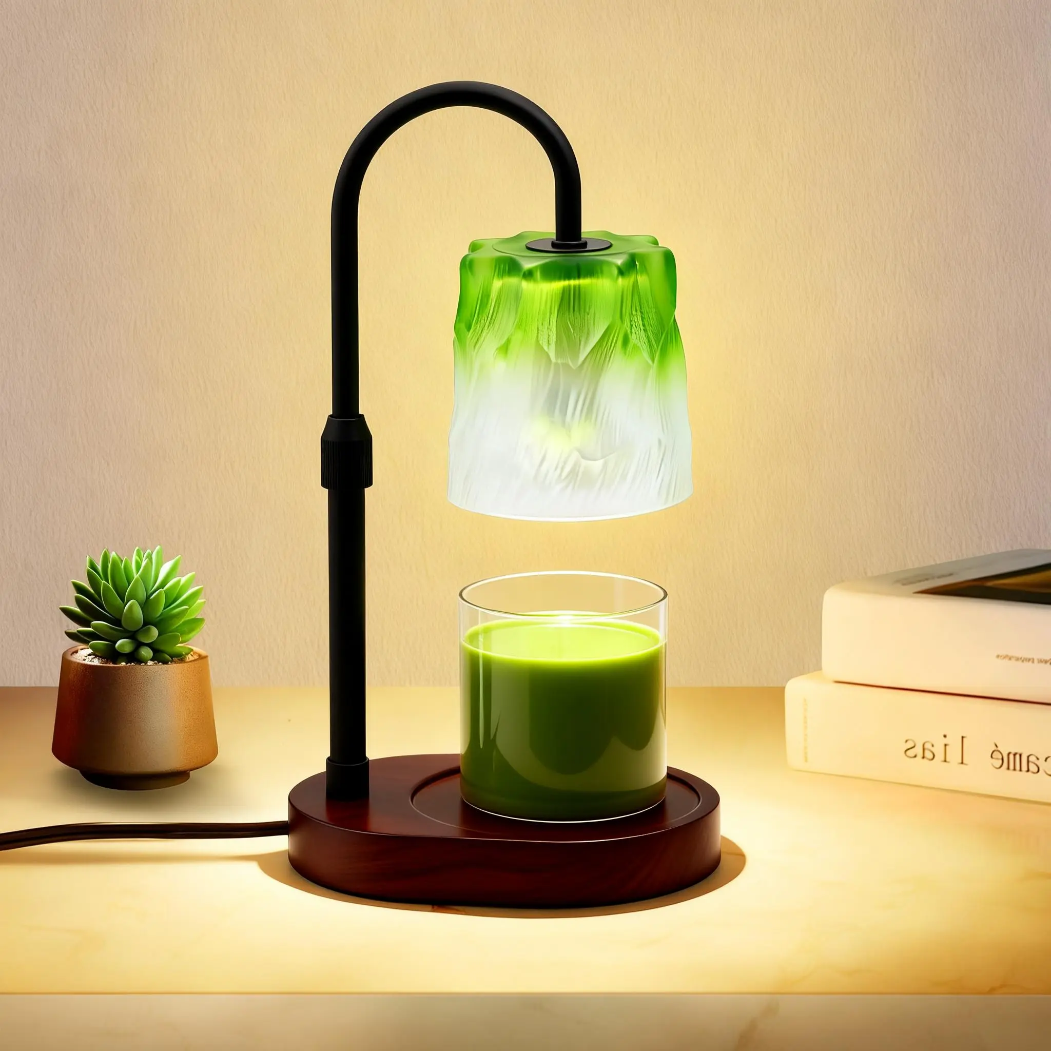 Green-Life glass candle warmer lamp GF006E14 with traditional decorative shade, suitable for classic candle collections and gift-oriented fragrance products.