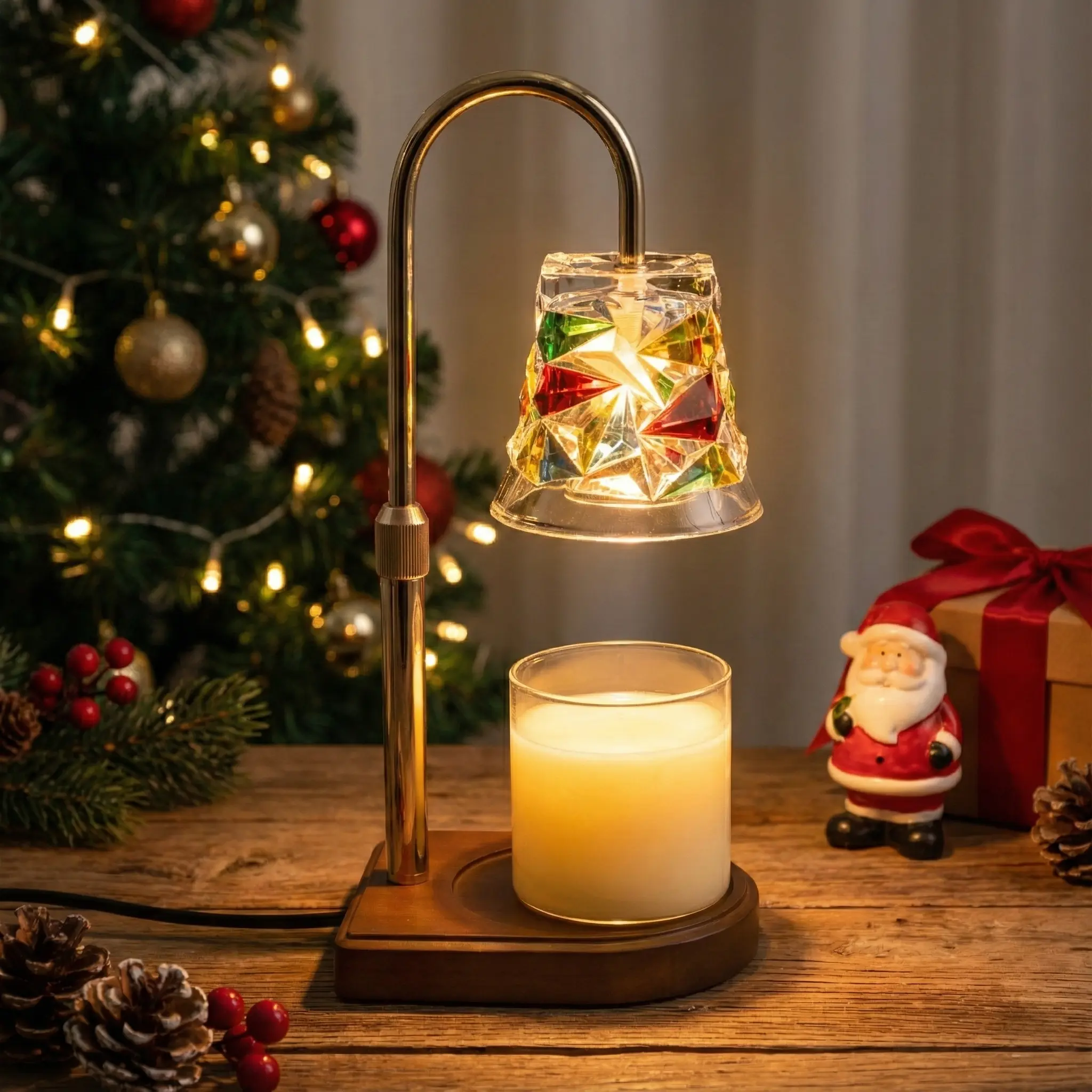 Green-Life glass candle warmer lamp GF015E14 with traditional decorative shade, suitable for classic candle collections and gift-oriented fragrance products.