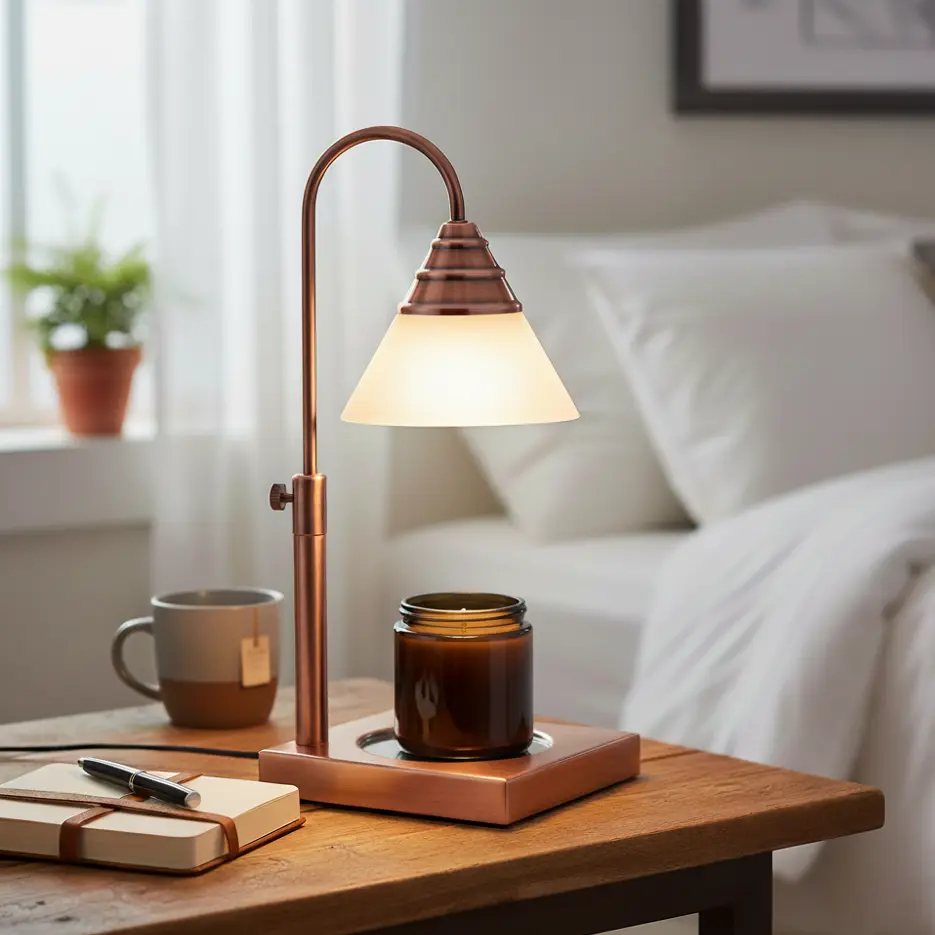 Green-Life glass candle warmer lamp GF2219E40 with metal frame structure, combining protective design and visual presentation for premium candle fragrance collections.