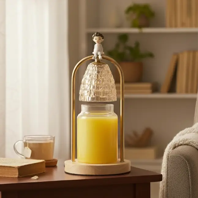 Green-Life glass candle warmer lamp GF2272E40 with metal frame structure, combining protective design and visual presentation for premium candle fragrance collections.