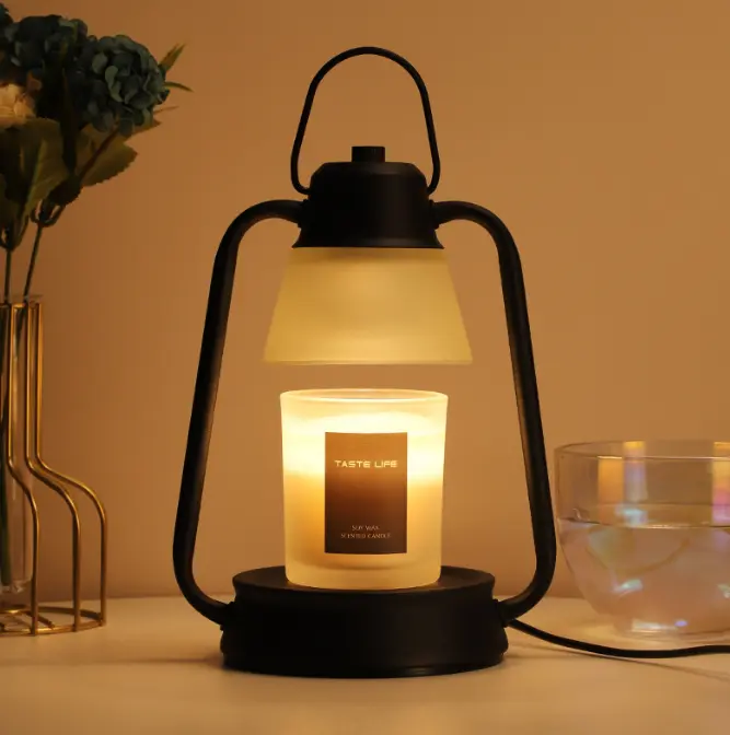 Green-Life glass candle warmer lamp GF25WL03E26 with metal frame structure, combining protective design and visual presentation for premium candle fragrance collections.