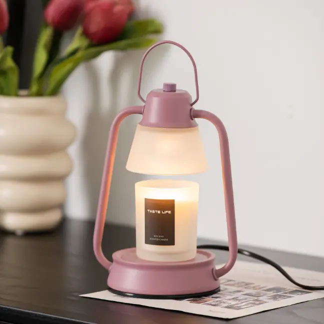 Green-Life glass candle warmer lamp GFCW01E26 with metal frame structure, combining protective design and visual presentation for premium candle fragrance collections.