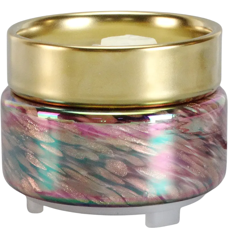 Green-Life liuli glass tart warmer GF24ET525E14 with illuminated base, featuring full glow night lighting effect combined with stable wax melting, designed for OEM and private label fragrance programs with strong visual display appeal.