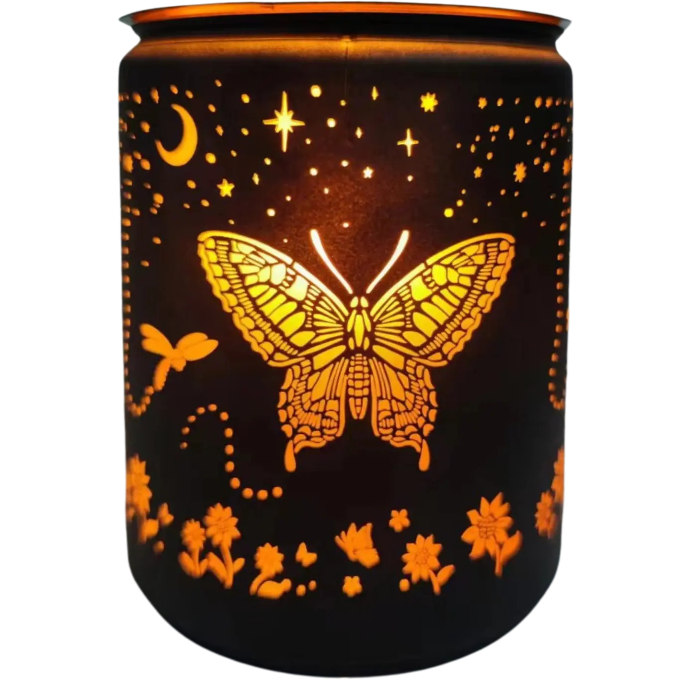 Green-Life glass wax melter lamp GF24EB1044E39 with laser engraving design, offering precise pattern lighting for decorative wax melt fragrance collections.