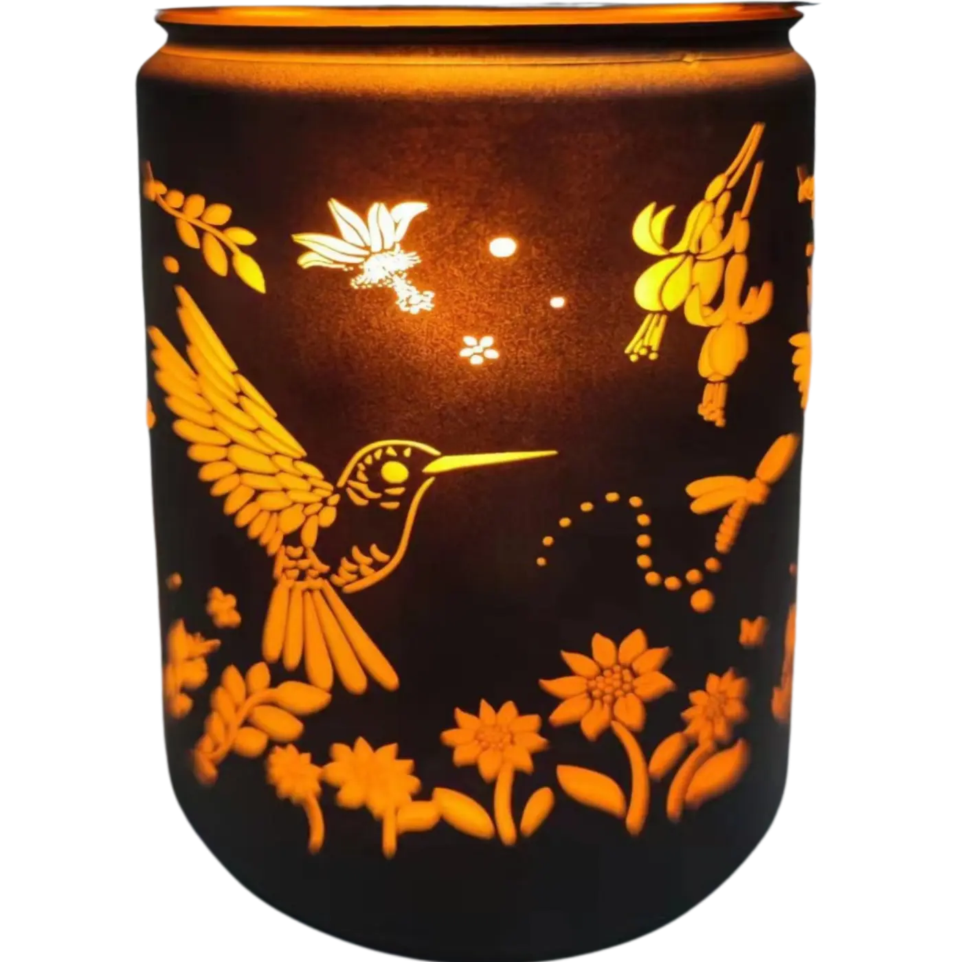 Green-Life glass wax melter lamp GF24EB1045E39 with laser engraving design, offering precise pattern lighting for decorative wax melt fragrance collections.