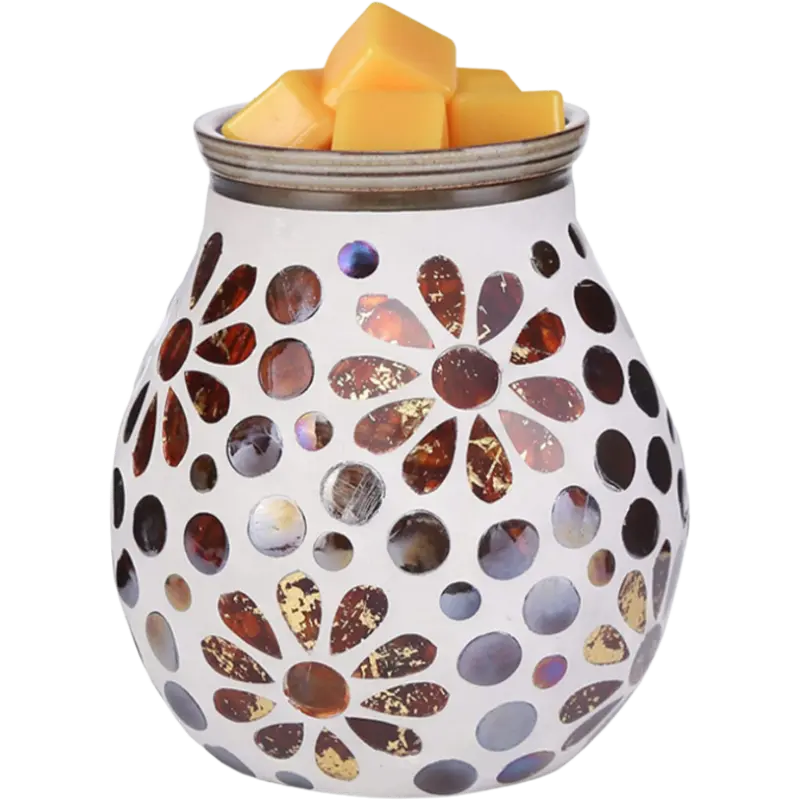 Green-Life mosaic glass wax melter lamp GF24EB1050E39 designed for decorative lighting effect and wax melting, suitable for gift markets and boutique fragrance collections.