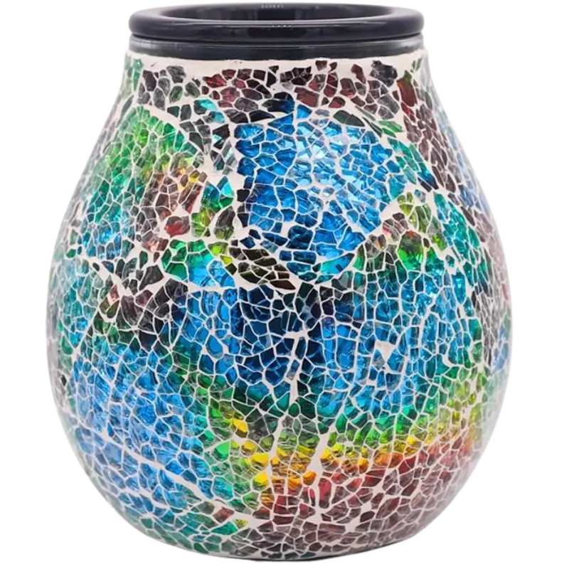 Green-Life mosaic glass wax melter lamp GF24EB1062E14 designed for decorative lighting effect and wax melting, suitable for gift markets and boutique fragrance collections.