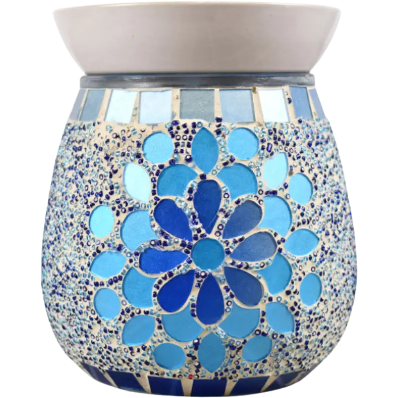 Green-Life mosaic glass wax melter lamp GF24EB1237E13 designed for decorative lighting effect and wax melting, suitable for gift markets and boutique fragrance collections.