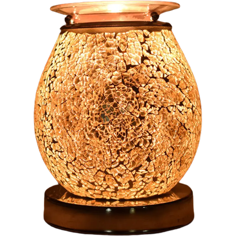 Green-Life mosaic glass wax melter lamp GF24EB1247E13 designed for decorative lighting effect and wax melting, suitable for gift markets and boutique fragrance collections.