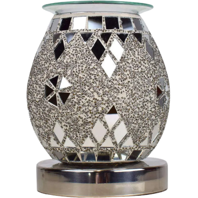 Green-Life mosaic glass wax melter lamp GF24EB1250E13 designed for decorative lighting effect and wax melting, suitable for gift markets and boutique fragrance collections.