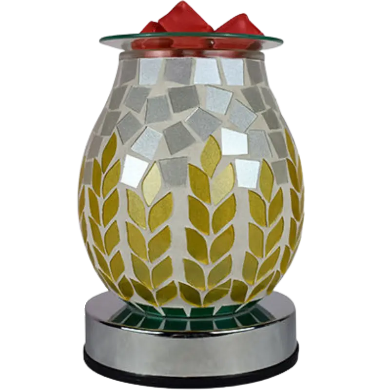 Green-Life mosaic glass wax melter lamp GF24EB1255E13 designed for decorative lighting effect and wax melting, suitable for gift markets and boutique fragrance collections.