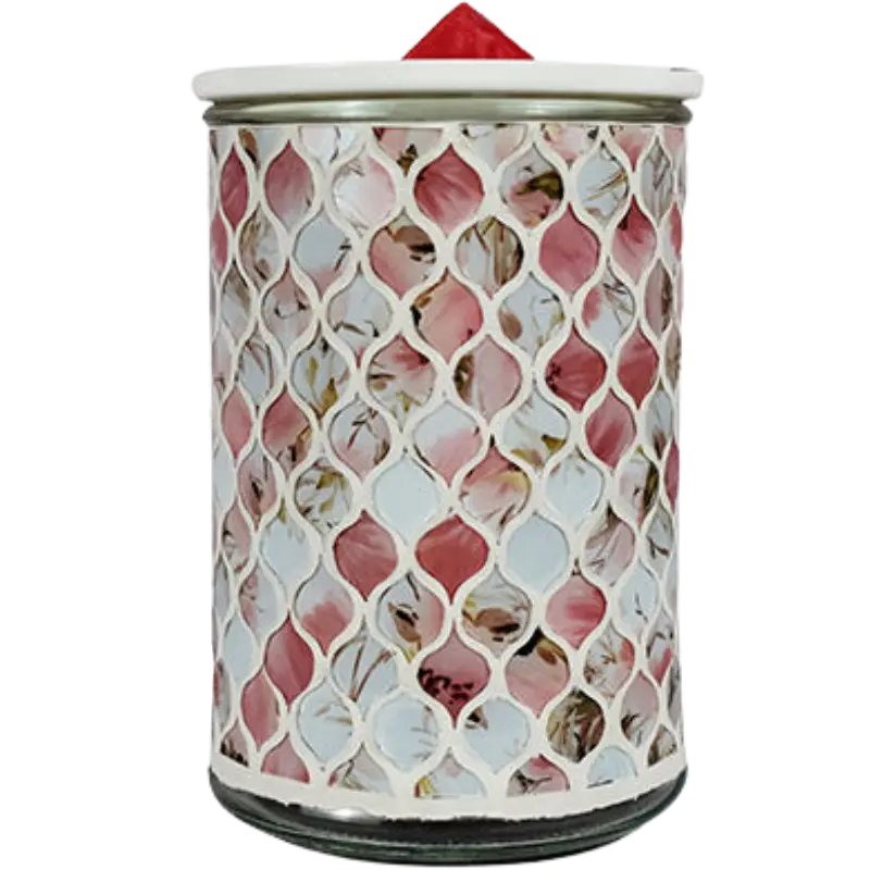 Green-Life mosaic glass wax melter lamp GF24EB1258E13 designed for decorative lighting effect and wax melting, suitable for gift markets and boutique fragrance collections.