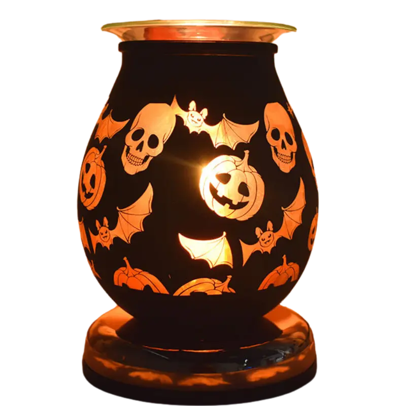 Green-Life glass wax melter lamp GF24EB1364E13 with laser engraving design, offering precise pattern lighting for decorative wax melt fragrance collections.