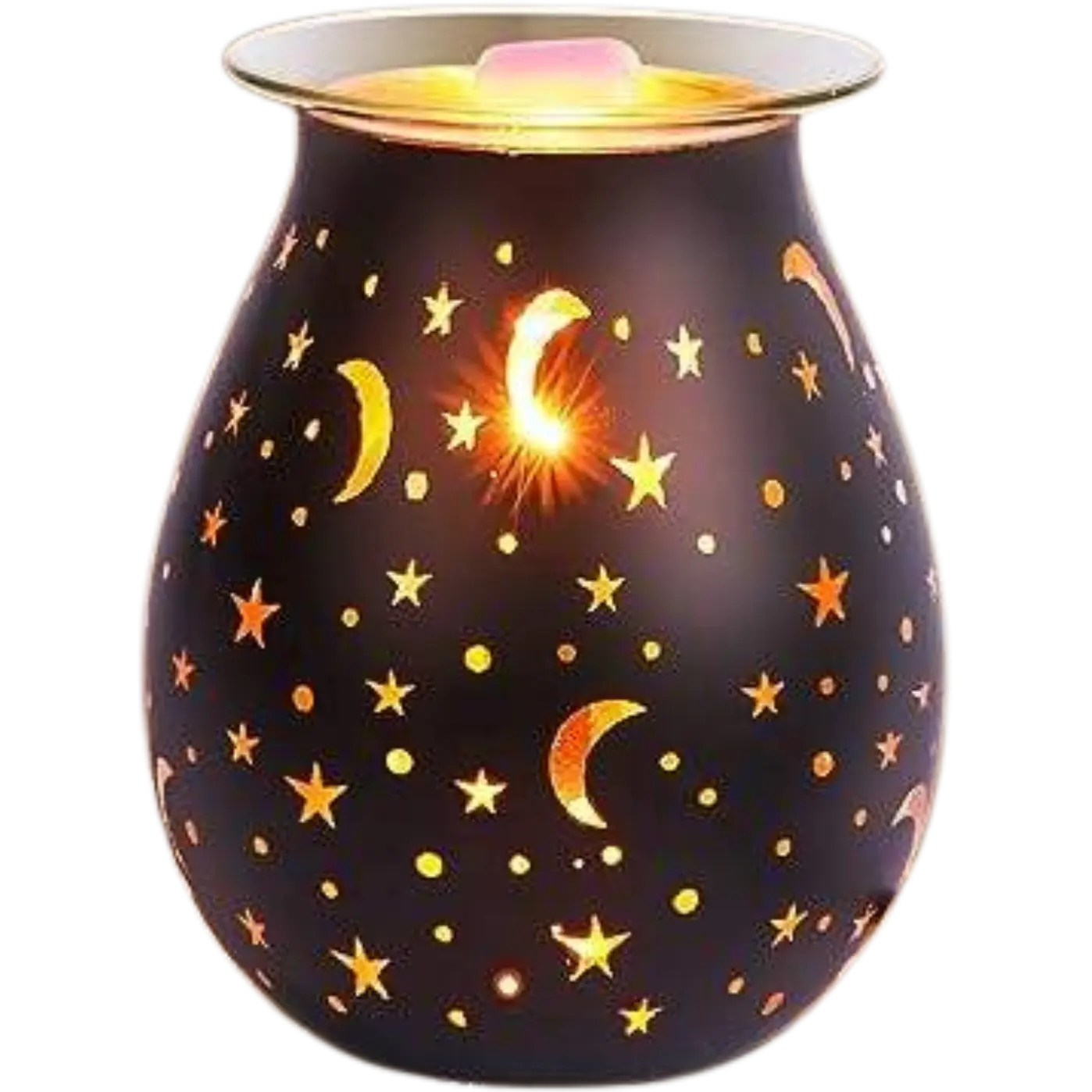 Green-Life glass wax melter lamp GF24EB1370E13 with laser engraving design, offering precise pattern lighting for decorative wax melt fragrance collections.