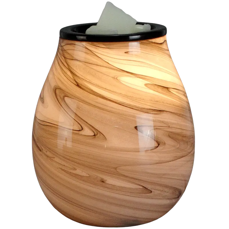 Green-Life liuli glass wax melter lamp GF24ET417E14 featuring artistic glass craftsmanship and warm light diffusion for premium fragrance collections.