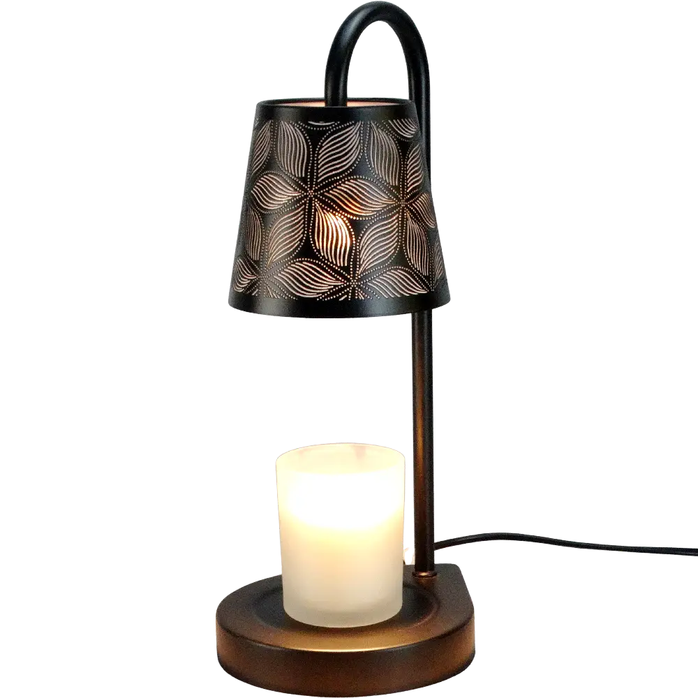 Green-Life metal candle warmer lamp GF23EB336 with cutout shade design, creating patterned light effects while melting wax for decorative candle collections.