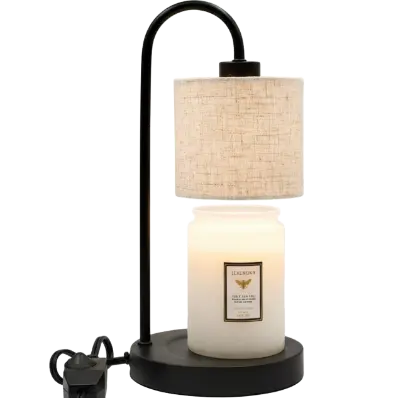 Green-Life metal candle warmer lamp GF24EB435WE25 with fabric coated shade, offering soft lighting effect for bedroom and lifestyle candle fragrance collections.