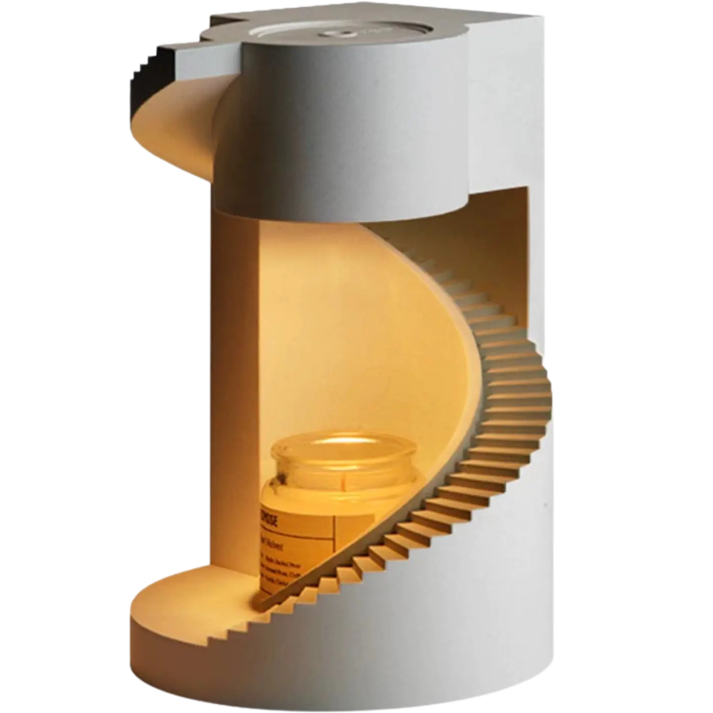 Green-Life plaster candle warmer lamp GF23EB335 inspired by Roman architecture, combining sculptural design with candle warming for artistic fragrance collections.