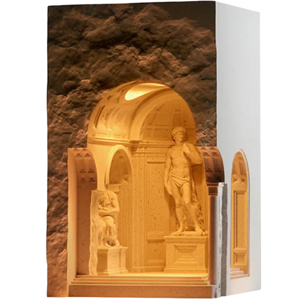 Green-Life plaster candle warmer lamp GF23EB338 inspired by Roman architecture, combining sculptural design with candle warming for artistic fragrance collections.