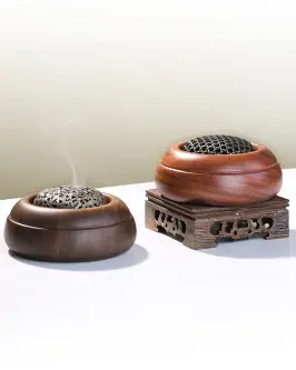 Green-Life wooden coil incense burner in simple modern design, developed for stable burning performance and natural fragrance product lines with OEM support