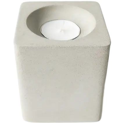 Green-Life cement grey tealight holder GF25CH703 offering a modern industrial look, suitable for minimalist candle brands and lifestyle collections.