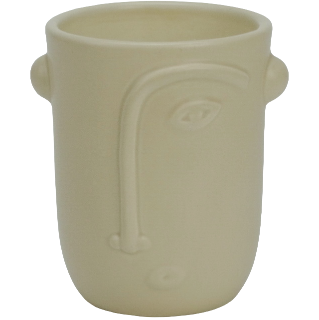 Green-Life ceramic candle jar GF163C102 with sculptural design such as face-inspired forms, developed for modern home décor fragrance collections and design-driven brands.