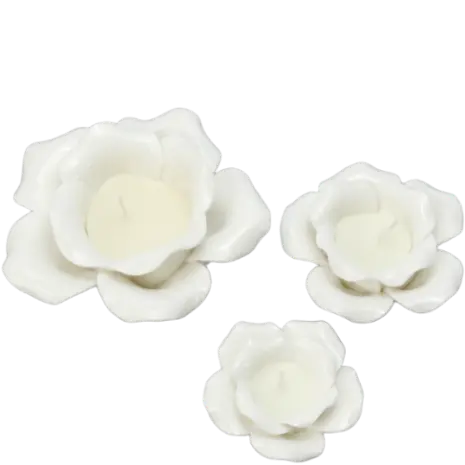 Green-Life ceramic candle jar GF231025C30 with handcrafted flower decoration, designed for premium fragrance lines requiring detailed artisanal aesthetics and differentiation.