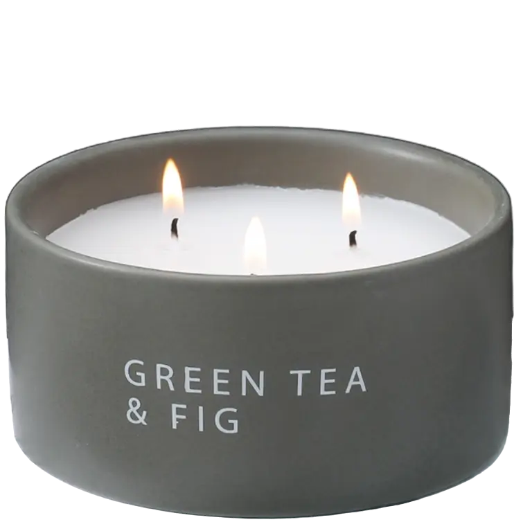 Green-Life ceramic candle jar GF25CJ188 featuring text and quote elements, designed to deliver message-driven fragrance products for private label branding and differentiation.