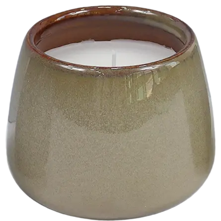Green-Life ceramic candle jar GF25CJ211 with kiln change glaze, featuring unique reactive finishes for artistic and high-value fragrance product lines.