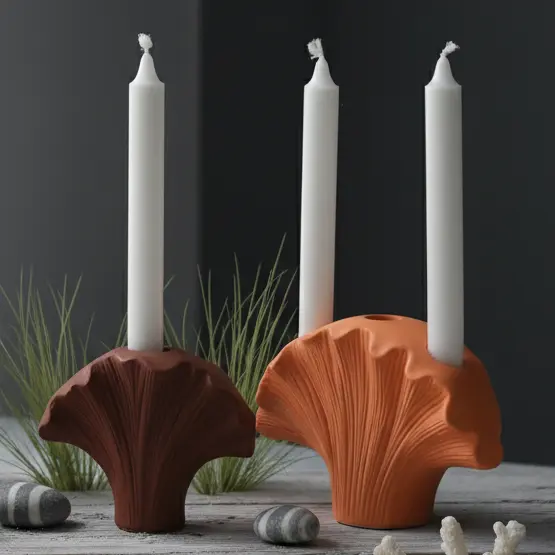 Green-Life ceramic candle stick holder GF09034 with ocean and marine theme, designed for coastal collections and seasonal fragrance product development.