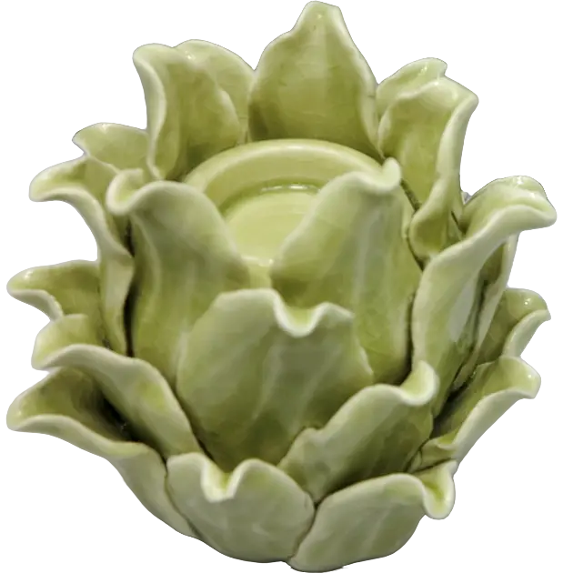 Green-Life ceramic candle stick holder GF25CH788 with handcrafted flower elements, ideal for decorative gift programs and premium seasonal candle collections.